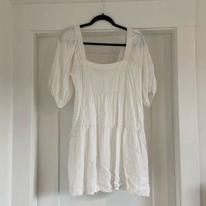 White Square Neck Dress, Size L